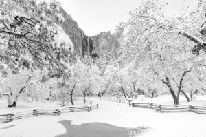 Winter, Bridalveil Falls, Yosemite